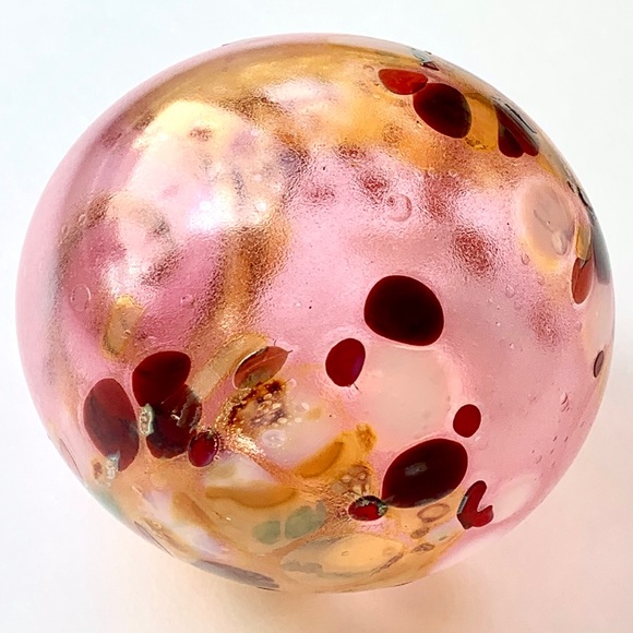PINK GOLD SPECKLED EGG_HAND BLOWN GLASS ORNAMENT - Picture 5 of 16